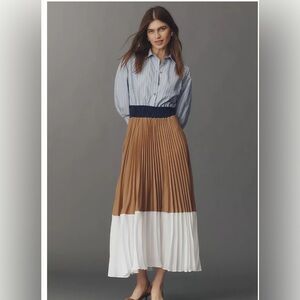 NWT The Somerset Colorblock Pleated Twofer Maxi Dress - Size Medium